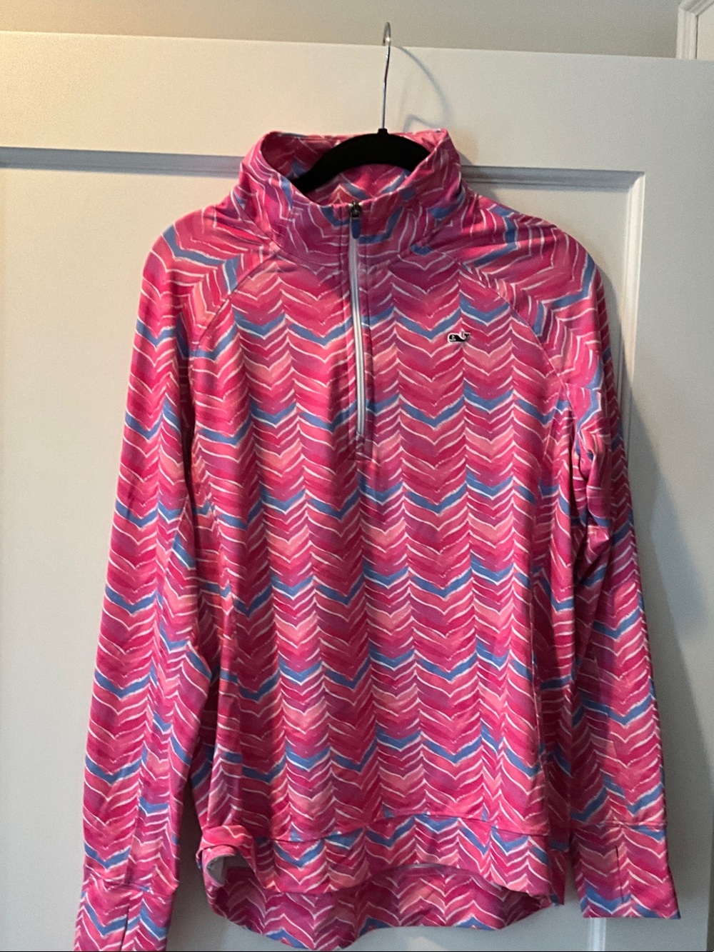 Vineyard Vines Pink Chevron Half-Zip Pullover
